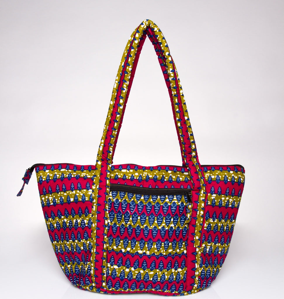AYINKEH TOTE IN PINK GREEN MULTI PRINT