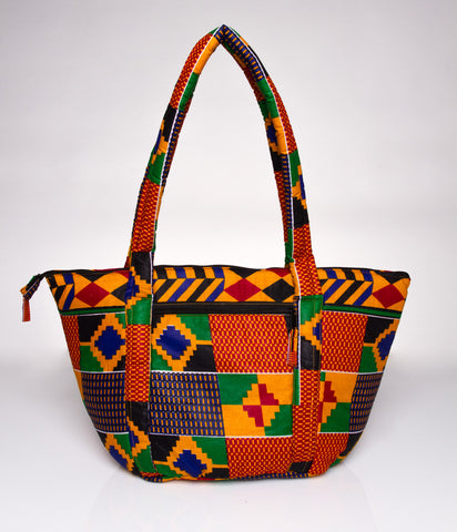 AYINKEH TOTE IN MODERN KENTE PRINT