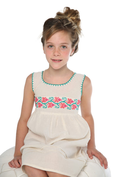 STITCHED EMBROIDERED DRESS PINK AGE 4-7