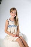 STITCHED EMBROIDERED TANK DRESS BLUE AGE 4-7