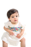 HAND EMBROIDERED TODDLER TEE/DRESS PRIMARY PRINT AGE 1-3
