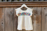 HAND EMBROIDERED TODDLER TEE/DRESS PRIMARY PRINT AGE 1-3