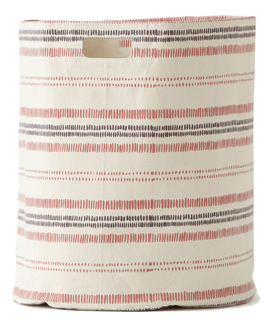 RAILROAD STRIPE HAMPER-BERRY