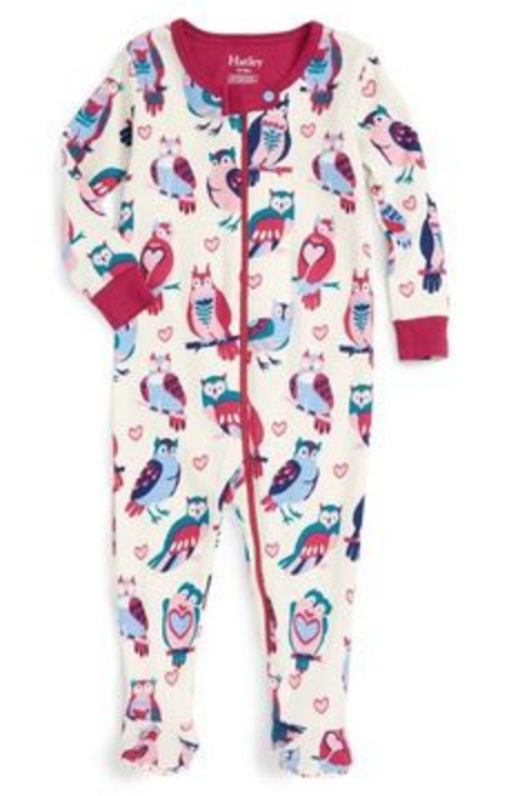 BABY FOOTED COVERALL OWL PRINT